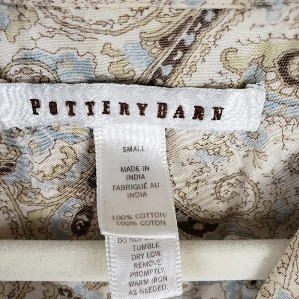 Pottery Barn Size S Pajama Set Beige Paisley Neutral Rustic Timeless‎ Loungewear